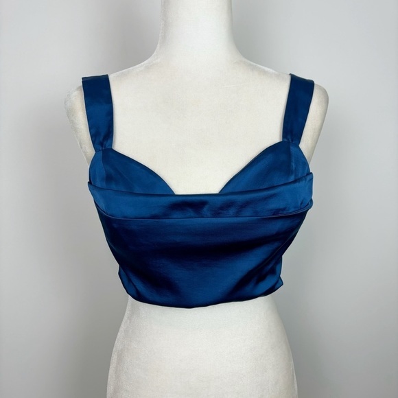 Camila Coelho Silas Crop Top in Deep Blue Size S - Picture 3 of 8